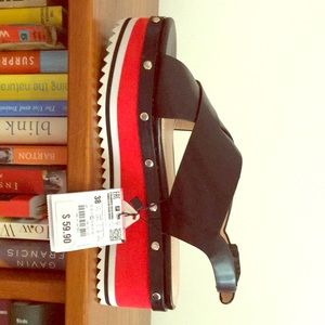 Zara Black, red, and white sandals. Brand new.